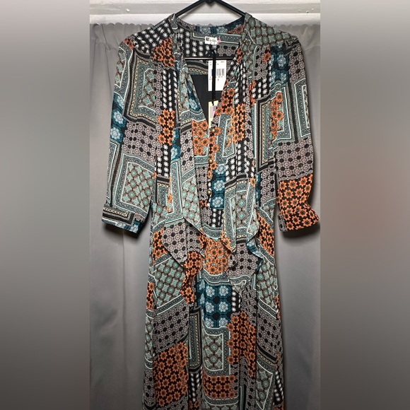 Kut From The Same Kloth Elegant Patchwork Long Sleeve Dress Size 8 - Picture 6 of 16